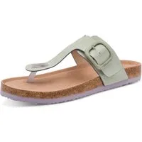 Tamaris Zehentrenner Schlupfschuh, Flats, Bequemschuh, Hausschuh mit T-Logo