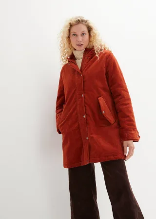 bonprix Warmer Cord-Parka mit Teddy-Futter in der Kapuze in A-Linie, braun, Gr.48, Modischer Parka aus Cord mit kuscheligem Teddy-Futter in der Kapuze in kaschierender Länge., aus Cord