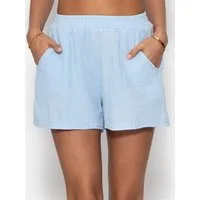 SASSYCLASSY Shorts Musselin Shorts für Damen Weiche High-Waist Baumwollshorts mit Gummibund und Eingriffstaschen