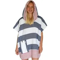 Lou-i Badeponcho Badeponcho bunt gestreift Made in Germany Surfponcho - Badeumhang, Kapuze, mit Kapuze und Tasche