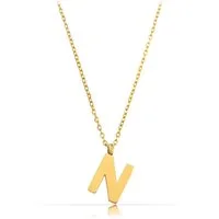 Made by Nami Kette mit Anhänger Edelstahlkette mit Buchstaben Anhänger Gold Schmuck Damen, Geschenk Freundin 40 + 5 cm Länge Wasserfest