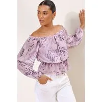 LIPSY Carmenbluse Lipsy Carmen-Bluse mit Puffärmeln (1-tlg)
