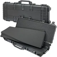 HMF Transportbehälter Outdoor Transportkoffer ODK200, wasserdichter, IP67 Outdoorkoffer mit Rasterschaumstoff, 113 × 41 × 15,5 cm, Schwarz