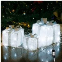 CCLIFE Weihnachtsfigur LED Geschenkbox 3er, Netzstecker Weihnachten Weihnachtenbox