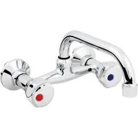 Hydroland Spültischarmatur B102 Retro Wand Spültisch/Waschtisch Armatur, Zweigriff Mischer Chrom