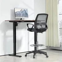 Vinsetto Bürostuhl mit Armlehnen, verstellbarer Fußring, Netzbespannung (ergonomischer Schreibtischstuhl, 1 St), für Arbeitszimmer, Büro, Grau