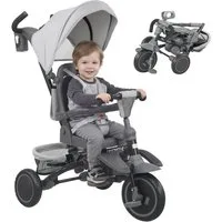 AIYAPLAY Dreirad 6in1 mit Schubstange Faltbar Kinderdreirad mit drehbarem Sitz, für 1-5 Jahre Grau