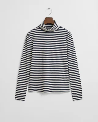 GANT - Leichter Rollkragenpullover aus Baumwolle mit Streifen evening blue - Gr. - M