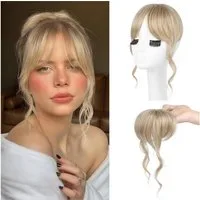 LuxusKollektion Kunsthaar-Extension Pony Haarteil Clip in 30 CM Mittelblond mit hellblonden Strähnchen