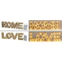 steinwohn LED-Dekofigur XL „Home“ oder "Love" mit warm-weißen LED, aus Holz, Batteriebetrieben