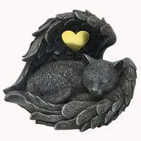 MystiCalls Tierfigur Katzen Urne grau als Katzen-Engelfigur im Flügel, Tierurne, Katzenurne (1 St), Fassungsvolumen ca. 0,85 Liter (Katzen bis ca. 9 kg)