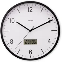 Hama Funkwanduhr Funkuhr "Lanzarote", ohne Ticken, Ø 35cm, Schwarz (mit Thermo- und Hygrometer, geräuscharm)
