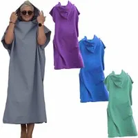 HEKERS Badeponcho Surfponcho aus Mikrofaser Badeponcho Umziehhilfe Strand Umkleidehilfe, Kapuze, Druckknöpfe, Mit Kapuze