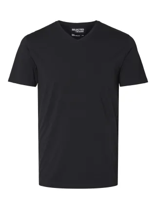SELECTED MEN - SLMNEWPIMA SS V-NECK TEE NOOS Black - Gr. - L
