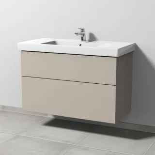Sanipa 3way Waschtischunterbau zu Villeroy & Boch Subway 2.0 Waschtisch mit 2 Auszügen, Kaschmir-Mat SP6151U