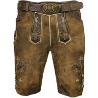 Maddox Trachtenlederhose MADDOX Kurze Lederhose 'Endorf' mit Gürtel und Hir