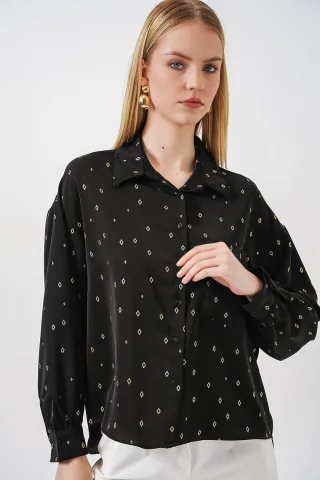 Übergroßes Langarmshirt mit Druck und Tasche