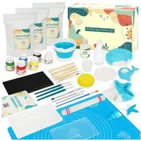 OSTWOLKE Modelliermasse DIY Töpferset für Anfänger für zuhause Lufttrocknend Pottery Set, mit Anleitung