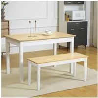 HOMCOM Sitzbank Holzbank bis 220 kg belastbar Küchenbank im Landhaus Design (Wohnzimmerbank, 1-St., Essbank), Weiß, 102 x 36 x 45 cm