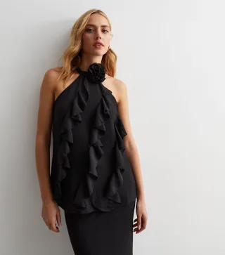 Neckholder-Top mit Rüschendetail