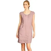 Caspar Sommerkleid SKL018 knielanges Damen Sommer Leinenkleid mit Perlmutt Knöpfe Dekor figurumspielender Schnitt, luftig leicht, angenehm kühlend