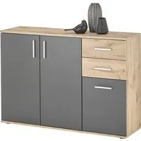 HBZ Kommode BC-Drift-2, Sideboard Stellmaß BxHxT 120x84x35 cm (1 St), Kommode mit 3 Türen, 2 Schubkästen und 1 Einlegeboden