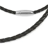 BUNGSA Kette ohne Anhänger Kette gewebt Schwarz aus Leder Unisex (1-tlg), Halskette Necklace