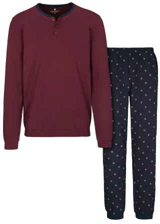 BASEFIELD - He.-Pyjama Feininterlock merlot/ink aop - Gr. - XXL