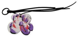 Porte-clés C'N'C en cuir blanc, logo papillon, pour homme Costume National