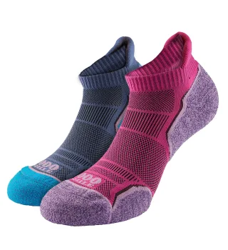 1000 Mile - 2er Pack Damen Einzel-Lagen Weiche Atmungsaktive Lauf-Ankle-Socken - Neonpink / Lavendel
