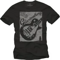 MAKAYA T-Shirt Musik Gitarre Herren Woodstock 60s 70s Hippie Männer Geschenke mit Frontprint, Baumwolle