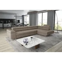 thematys Ecksofa ASTON LONG 355 x 204cm mit Schlaffunktion & Bettkasten – L-Sofa, mit 4 verstellbaren Kopfstützen, Cord (Poso) oder Samt (Monolith), - XXL Wohnlandschaft im modernen Design