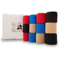 Axion Bandage 12x4.5m selbstklebende Haftbandage 5 cm Breite Set in 4 Farben (12-tlg), z.B. als Fußbandage, Handbandage, Kniebandage, Armbandage