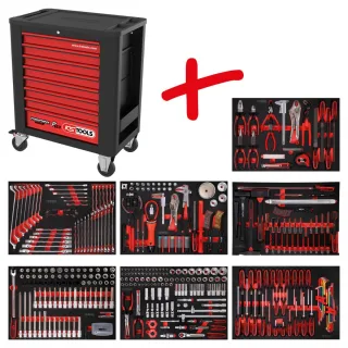 KS Tools Performanceplus Werkstattwagen-Satz P15 mit 397 Werkzeugen für 7 Schubladen - 815.7397