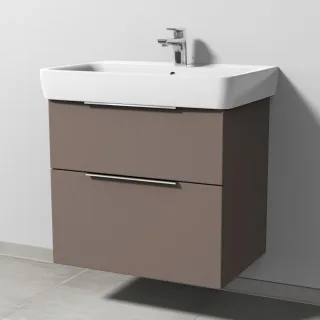 Sanipa 3way Waschtischunterbau zu Geberit Renova Plan Waschtisch mit 2 Auszügen, Taupe-Matt UP8771T