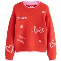 Next Sweater Kuscheliger Valentins-Pullover mit Stickerei (1-tlg)