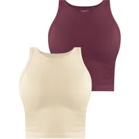 Janice Tanktop 2 x Damen crop Top hochgeschlossen Niah Kurzes Tanktop aus Baumwolle