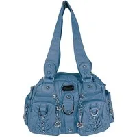 Taschen4life Schultertasche klassische Damen Handtasche (Schultertasche) mit Nieten AKW22032, viele Fächer, verstellbarer abnehmbarer Schulterriemen