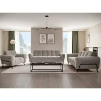 Beautysofa Polstergarnitur VOLARE mit Metallbeine in Schwarz, 3-Sitzer Sofa +2-Sitzer Sofa + Sessel