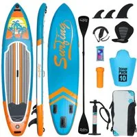 Puluomis Inflatable SUP-Board Set aufblasbar mit Halter, Sitz und Fußband, MB. bis 150Kg, 335/320cm, Surfbrett Paddling Paddelboard