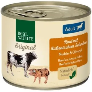 REAL NATURE Nassfutter Hund, Adult, Rind mit italienischem Schinken 24x200 g