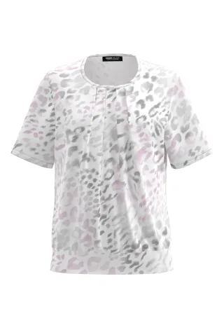 FRANK WALDER - Blusenshirt NOS mit sanften Falten pink lavender/ecru/kiesel - Gr. - 48