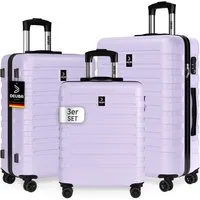 Deuba Kofferset, Handgepäck Koffer 55x40x20 Sicherer Stauraum Kreuzgurt PVC Reisekoffer