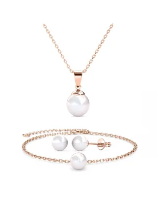 Perlmutt Trio Set - Rose Gold und Weiß