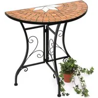 DanDiBo Konsolentisch Tisch Halbrund Konsolentisch Wandtisch Beistelltisch Metall Mosaik