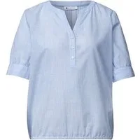 STREET ONE Kurzarmbluse LTD QR Chambray splitneck blou