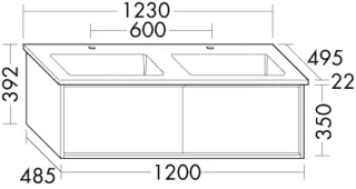 Burgbad Keramik-Waschtisch+Wtu Uomo Preisgruppe 3 Eiche Tabak/Taupe, SHNY123F7476C0040 SHNY123F7476C0040