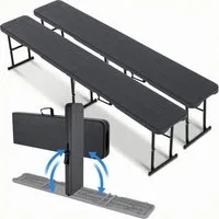 TLGREEN Gartenbank 2pcs Bierbank Klappbar 181cm, Campingbank Faltbar mit Tragegriff (Bierzeltbank bis 500kg Belastbarkeit, Gartenbank aus HDPE & Stahlgestell), Wetterfeste Partybank für Grill/Camping/Garten