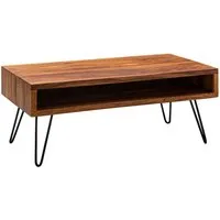 furnicato Couchtisch Massivholz, Walnuss Finish 100x40x50 cm Braun (1-St)