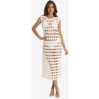 Imily Bela Strandkleid Damen Strand-Cover-up-Kleid mit Lochmuster (Packung, 1-tlg., 1per-Pack) in Unifarbe